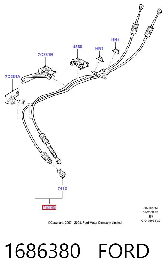 Linka dźwigni zmiany biegów podwójna 1686380 Ford