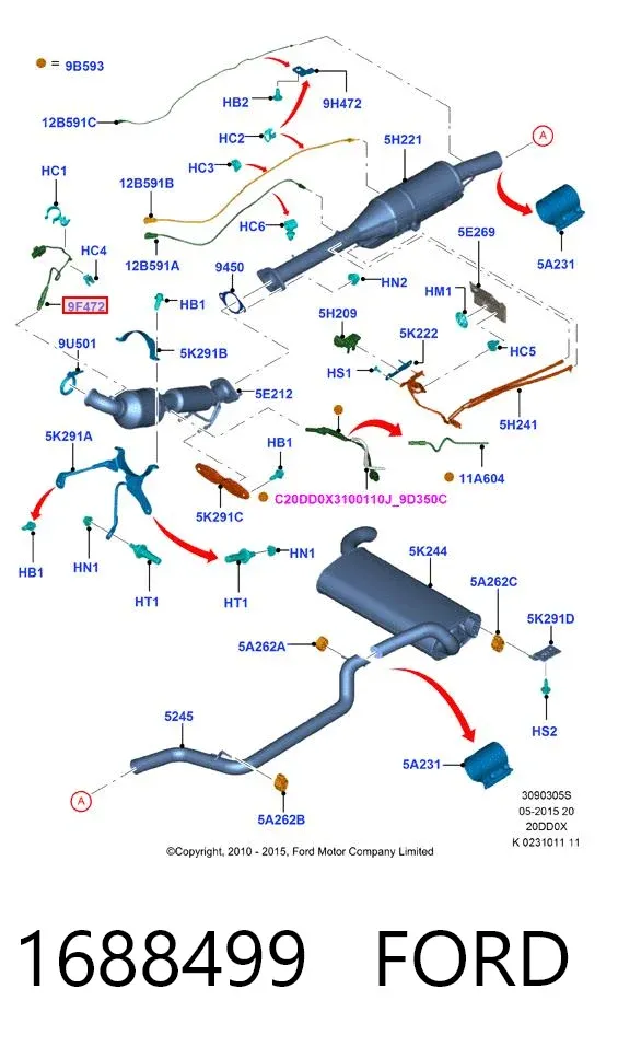 Sonda lambda, czujnik tlenu 1688499 Ford