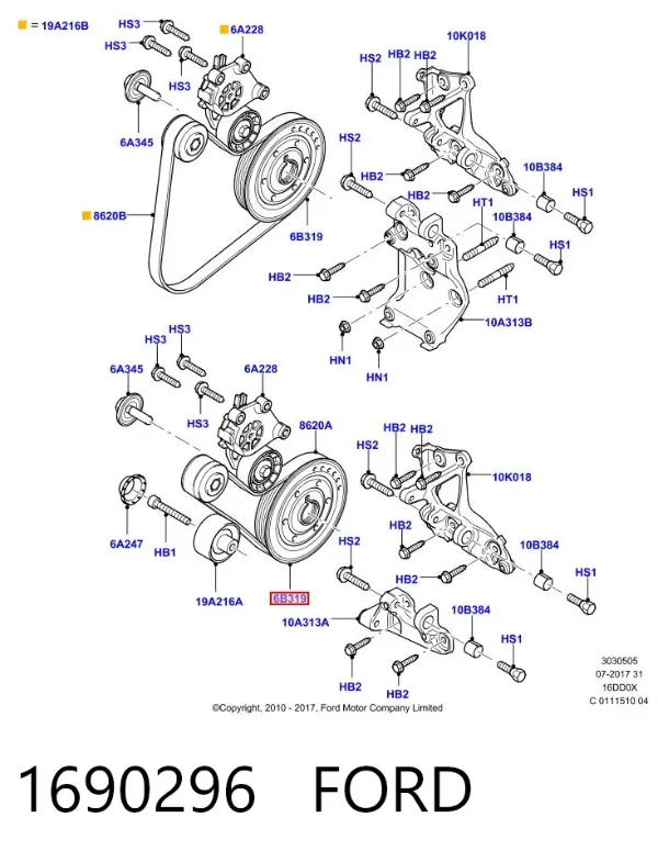 Koło pasowe wału korbowego 1690296 Ford