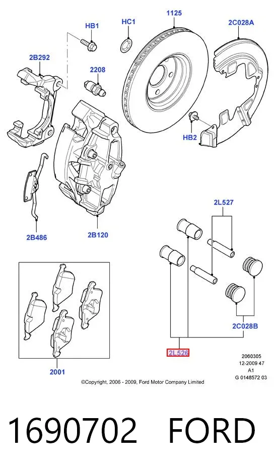 Zestaw naprawczy zacisku hamulcowego przedniego 1690702 Ford