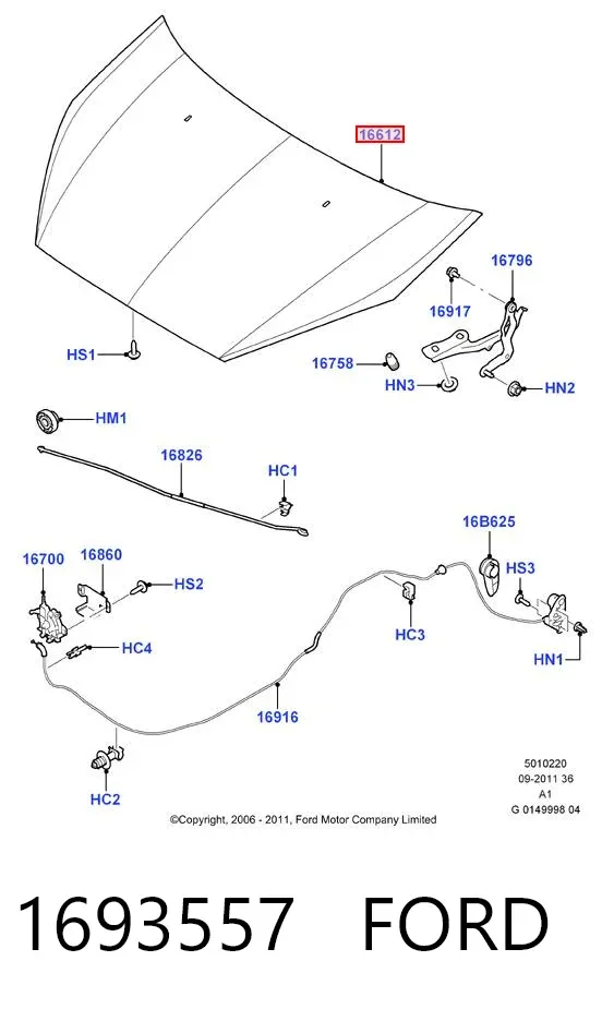 Maska silnika 1693557 Ford