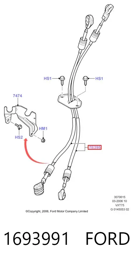 Linka dźwigni zmiany biegów podwójna 1693991 Ford