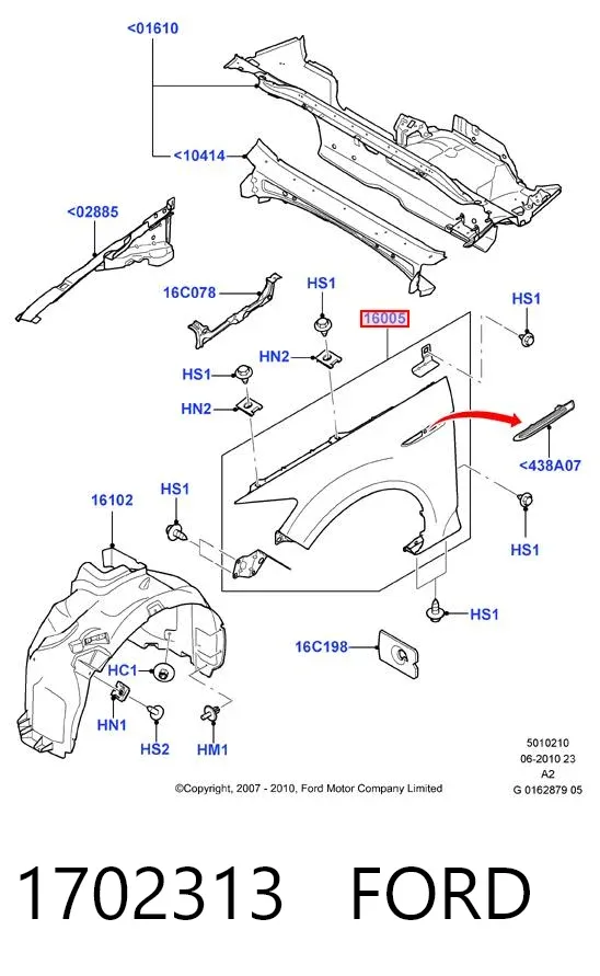 Błotnik przedni prawy 1702313 Ford