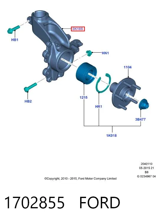 Czop (zwrotnica) przedni lewy 1702855 Ford