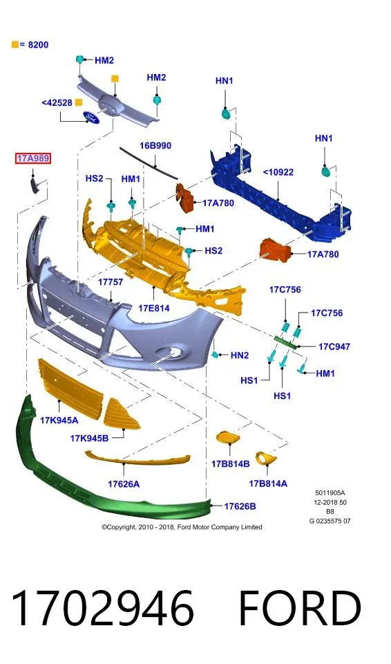 Zaślepka haku holowniczego zderzaka przednia 1702946 Ford