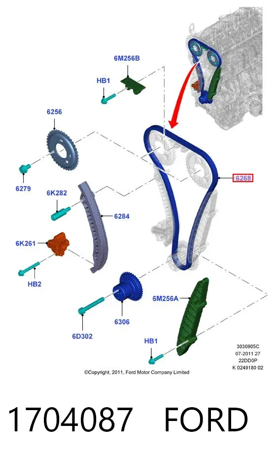 Łańcuch rozrządu 1704087 Ford