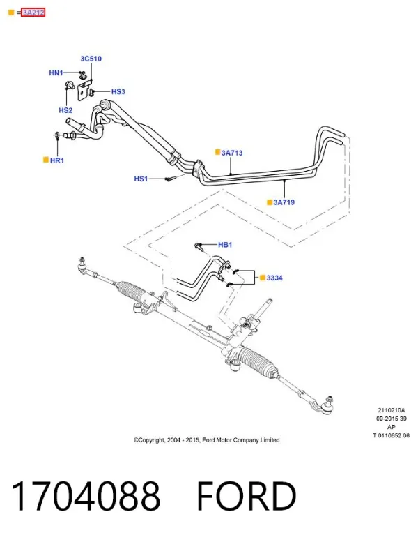 Przewód hydraulicznego układu wspomagania wysokiego ciśnienia, od pompy do maglownicy (mechanizmu) 1704088 Ford