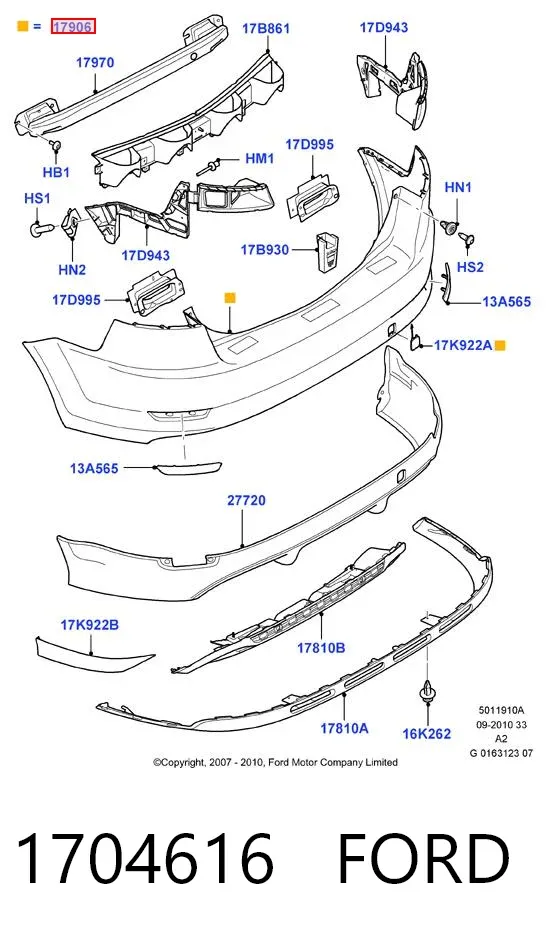 Zderzak tylny 1704616 Ford