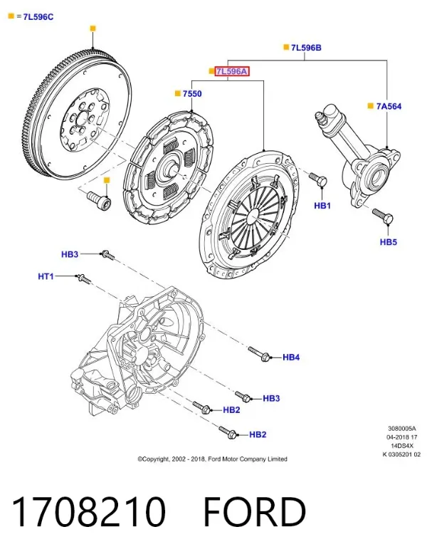 Zestaw sprzęgła (3 części) 1708210 Ford