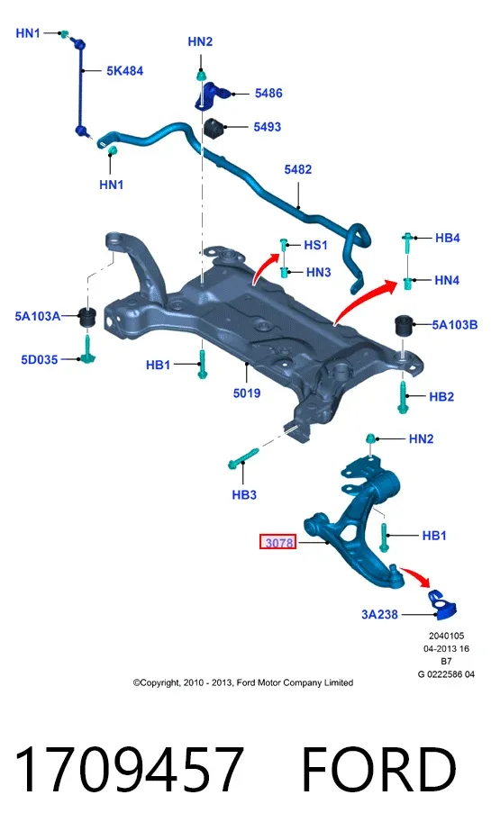 Wahacz zawieszenia przedniego dolny prawy 1709457 Ford