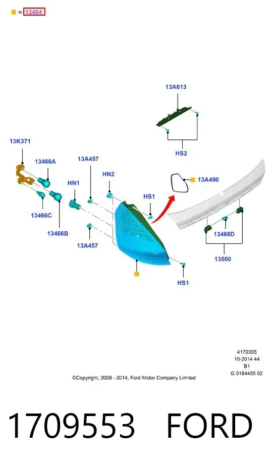 Lampa zespolona tylna lewa 1709553 Ford