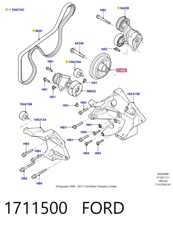 Koło pasowe wału korbowego 1711500 Ford