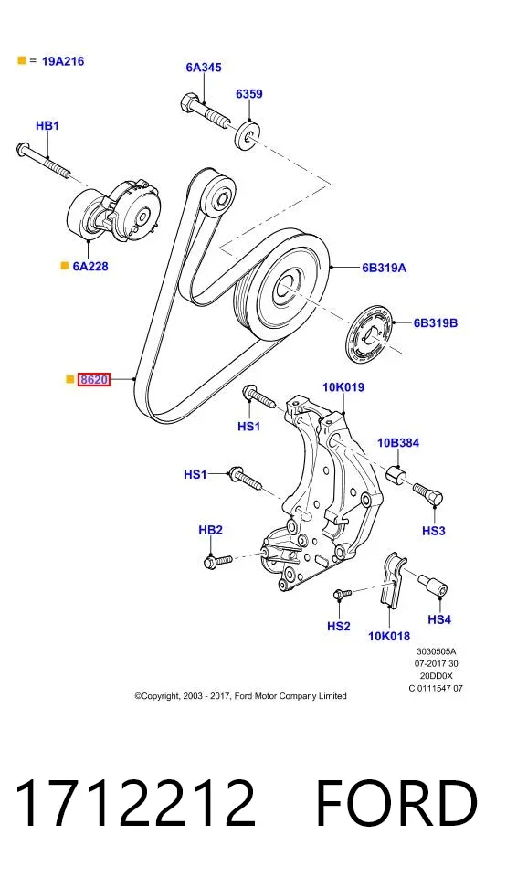 Pas napędowy mechanizmów 1712212 Ford