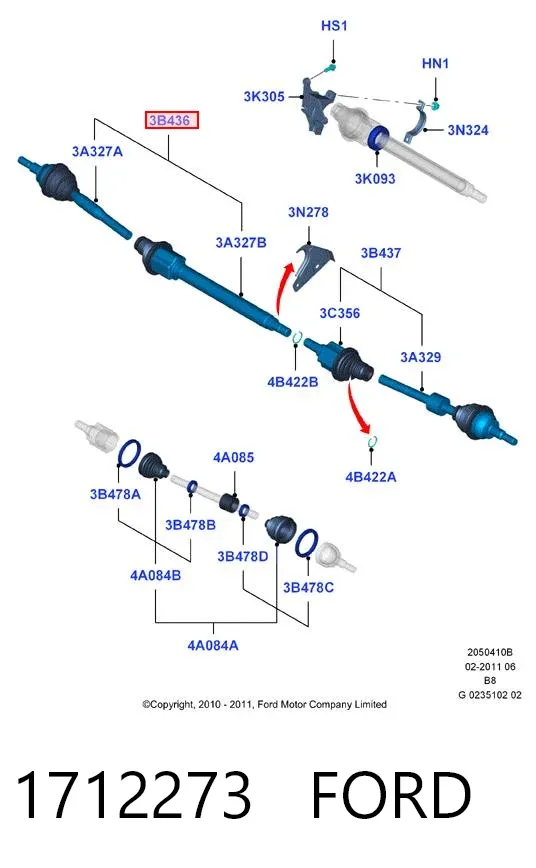 Półoś napędowa przednia prawa 1712273 Ford