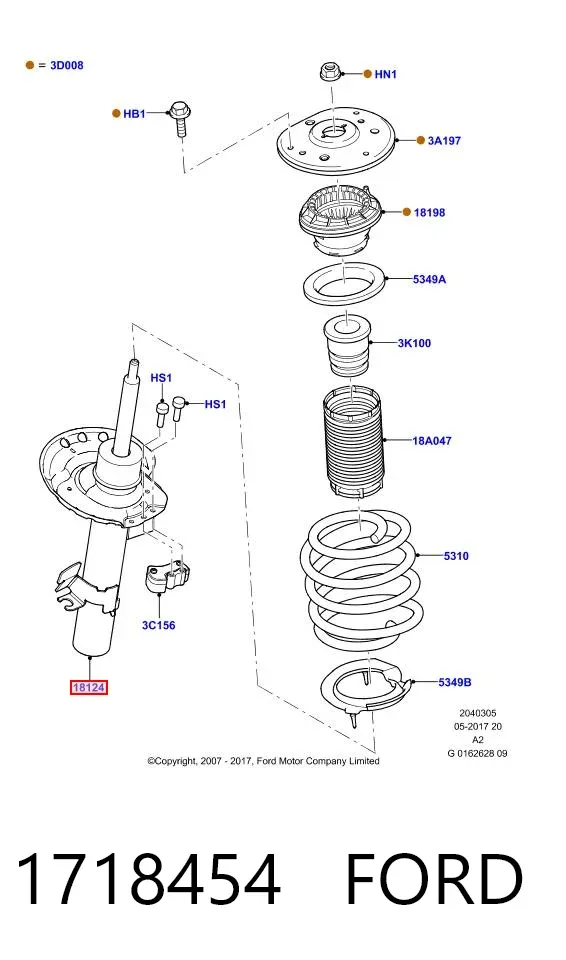 Amortyzator przedni lewy 1718454 Ford