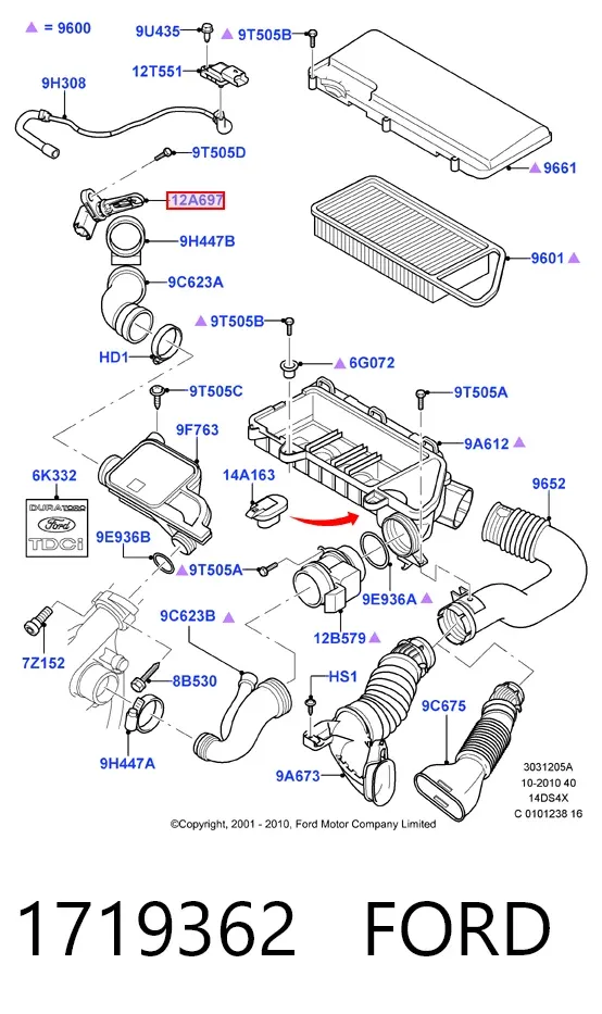 Czujnik temperatury powietrza wlotowego 1719362 Ford