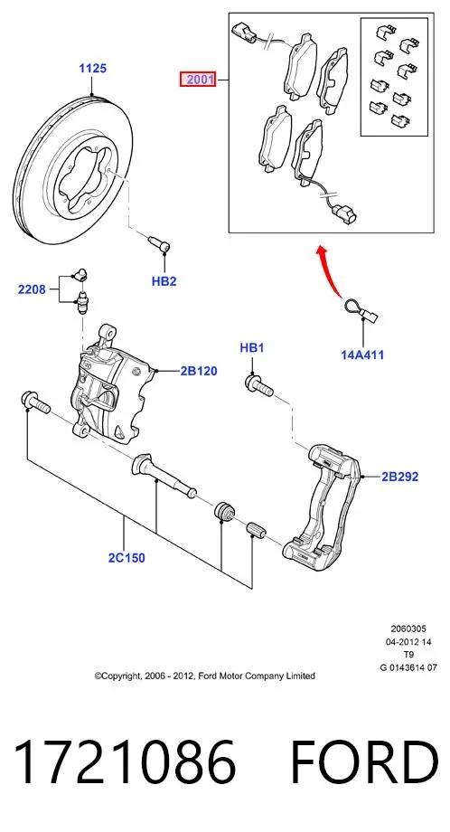 Klocki hamulcowe przednie tarczowe 1721086 Ford