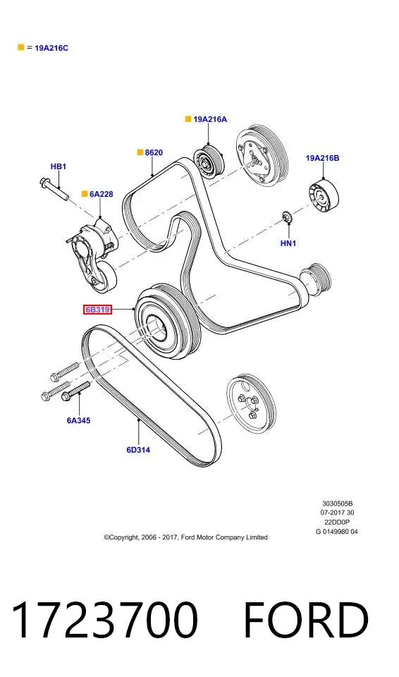 Koło pasowe wału korbowego 1723700 Ford