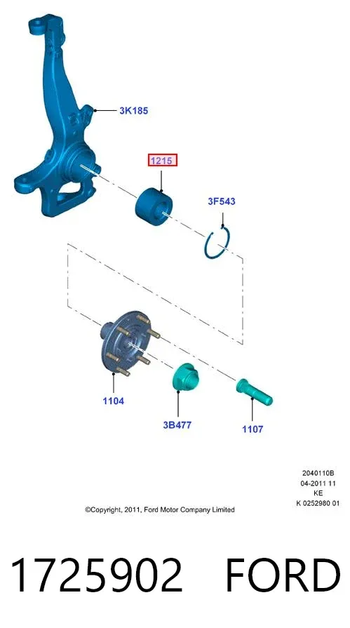 Łożysko piasty przedniej 1725902 Ford