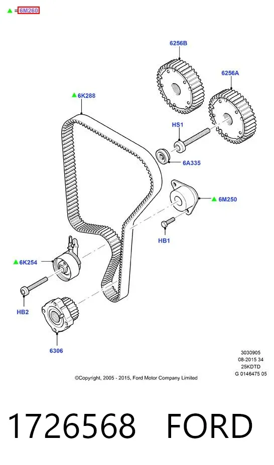 Pasek rozrządu, zestaw 1726568 Ford