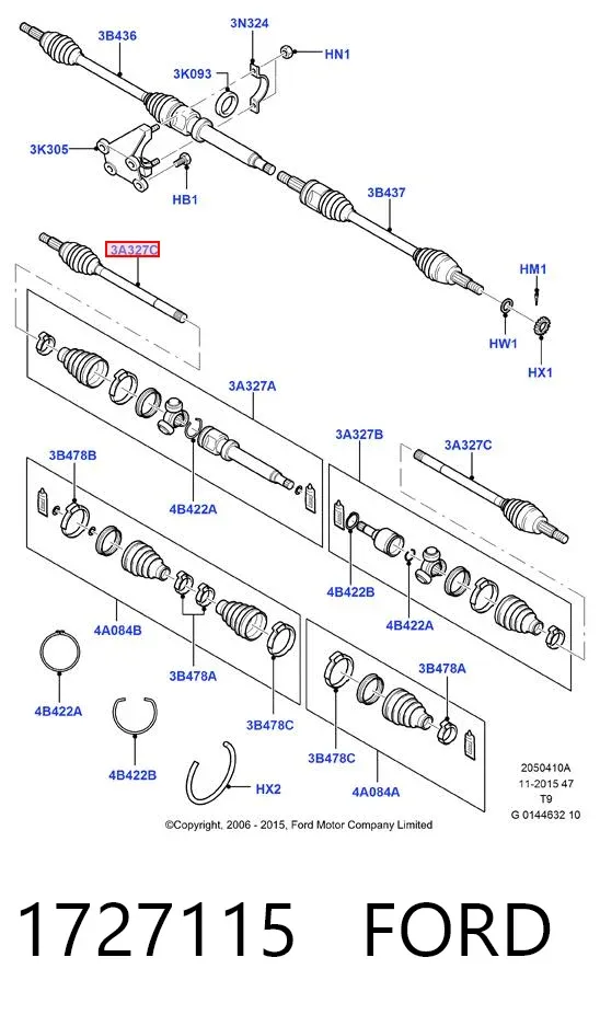 Półoś napędowa przednia prawa 1727115 Ford