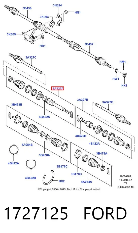 Przegub homokinetyczny wewnętrzny przedni prawy 1727125 Ford
