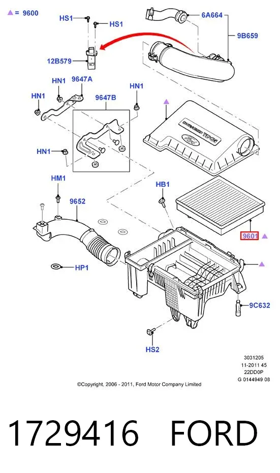 Filtr powietrza 1729416 Ford