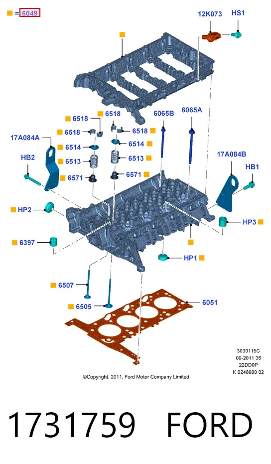 Głowica cylindrów 1731759 Ford