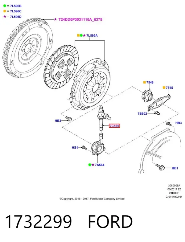 Przewód sprzęgła 1732299 Ford
