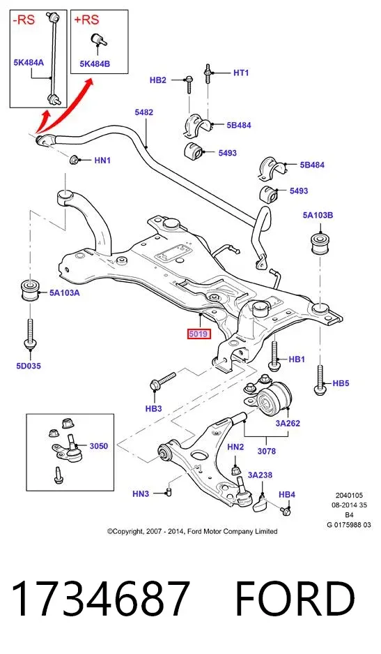 Korpus osi przedniej 1734687 Ford