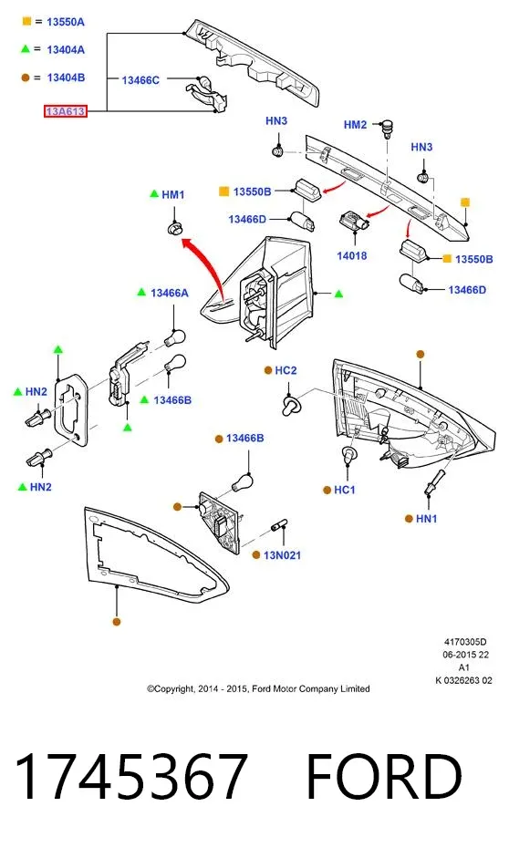 Lampa stop tylna dodatkowa Ford Galaxy II CA1