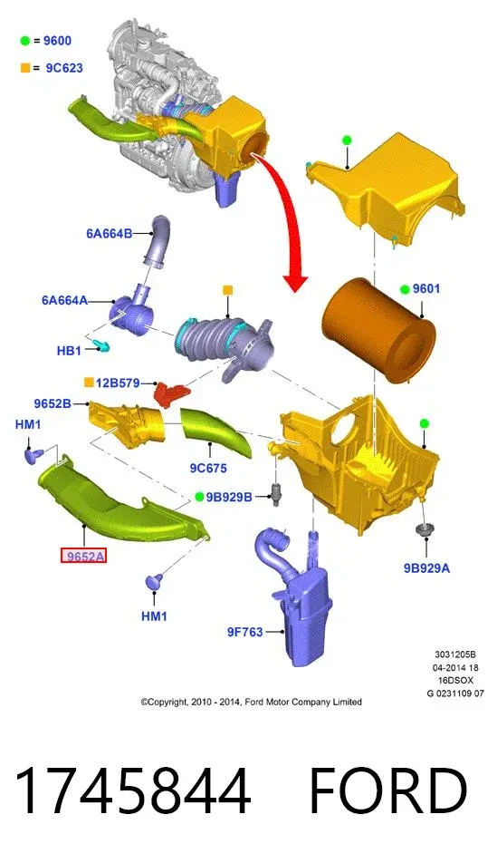 Wlot powietrza do filtra powietrza 1745844 Ford