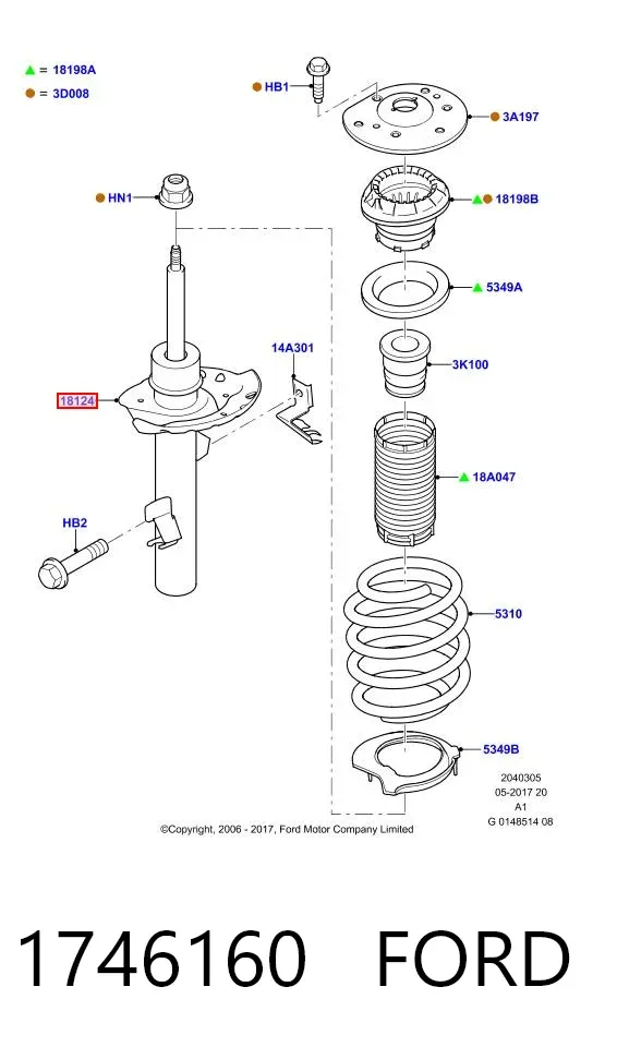 Amortyzator przedni prawy 1746160 Ford
