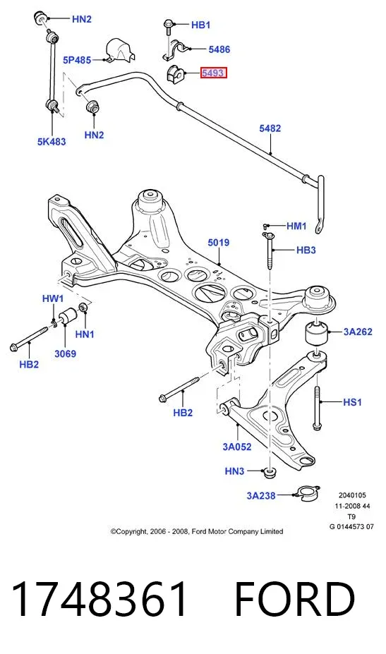 Tuleja stabilizatora przedniego 1748361 Ford