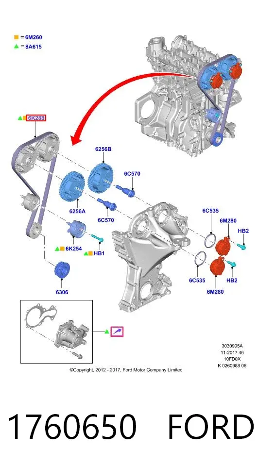 Pasek rozrządu 1760650 Ford