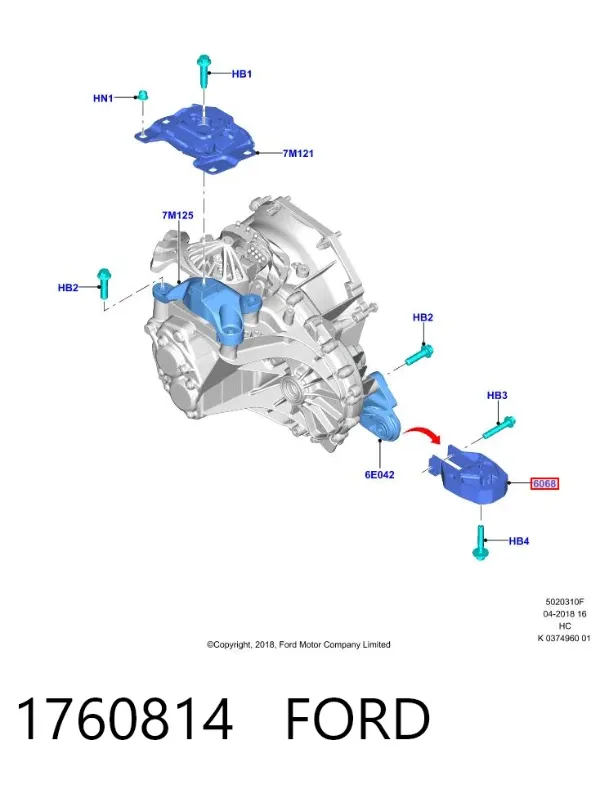 Poduszka (podpora) silnika tylna 1760814 Ford