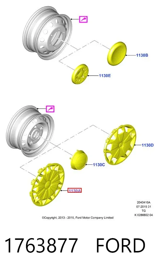 Kołpak do obręczy koła 1763877 Ford