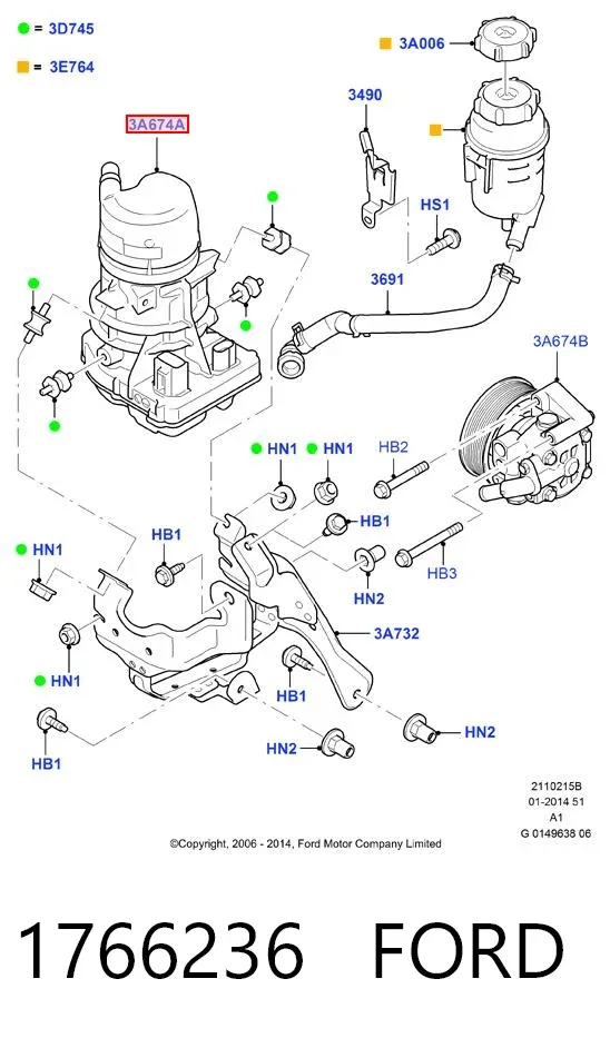 Pompa wspomagania hydraulicznego kierownicy 1766236 Ford