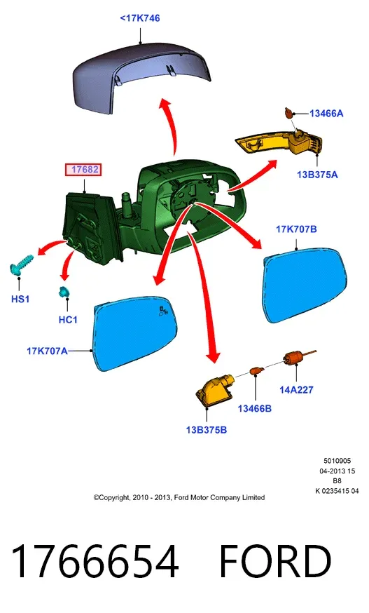 Lusterko wsteczne lewe 1766654 Ford