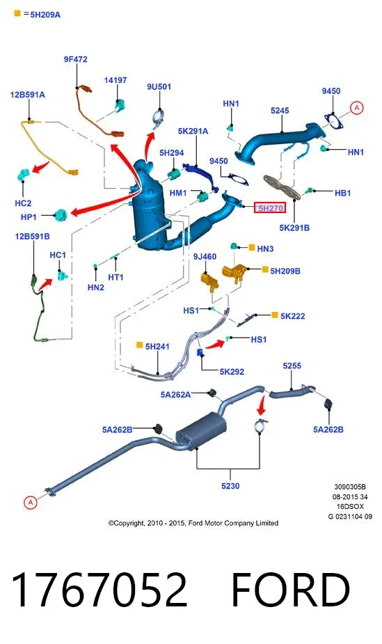 Filtr cząstek stałych układu wydechowego 1767052 Ford