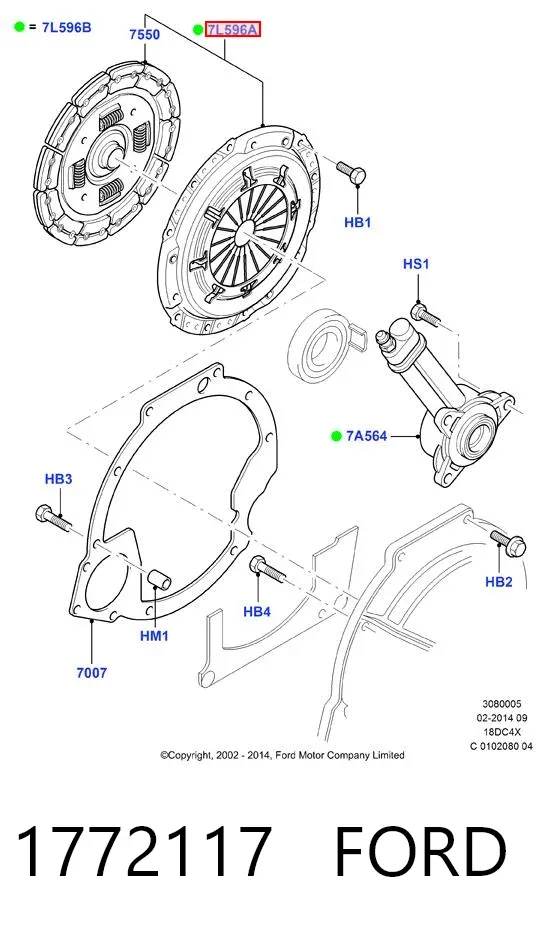 Zestaw sprzęgła (3 części) 1772117 Ford