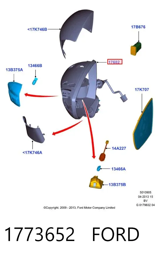 Wkład lusterka wstecznego prawego 1773652 Ford