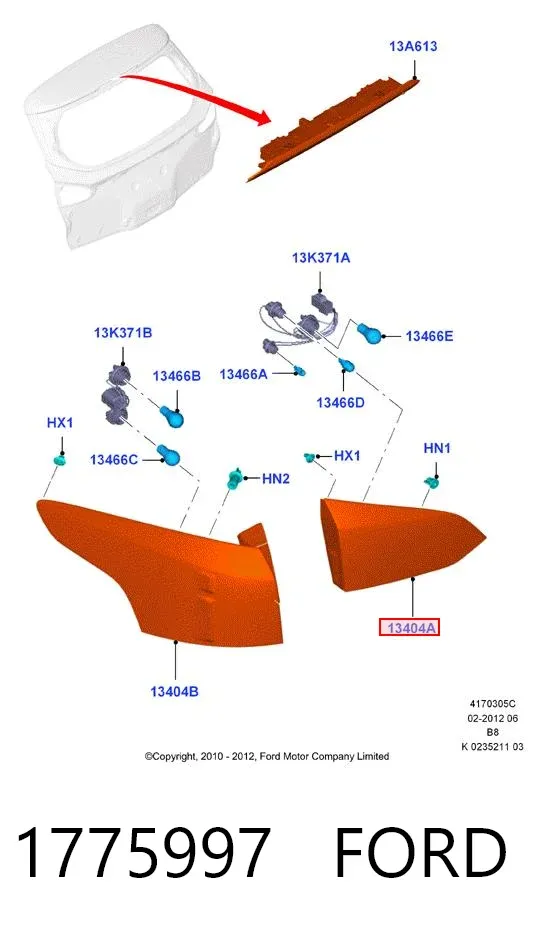 Lampa zespolona tylna lewa wewnętrzna 1775997 Ford