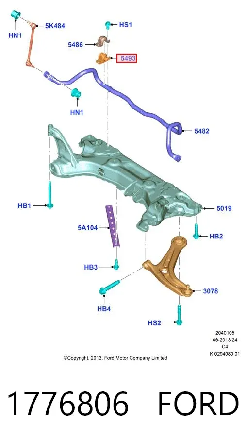 Tuleja stabilizatora przedniego 1776806 Ford