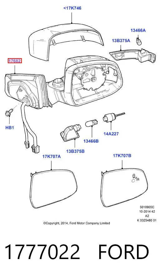 Lusterko wsteczne prawe 1777022 Ford