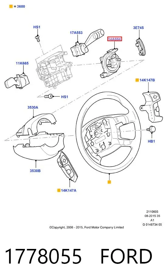 Pierścień kontaktowy AIRBAG, taśma kierownicy  Ford Galaxy II CA1