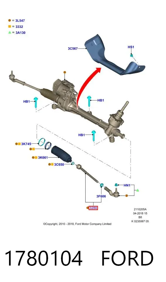 Drążek kierowniczy 1780104 Ford