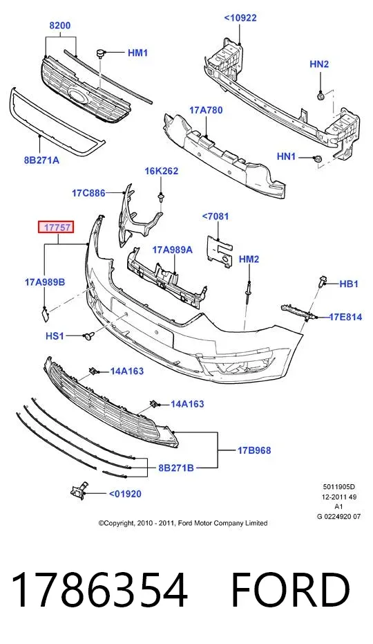 Zderzak przedni 1786354 Ford