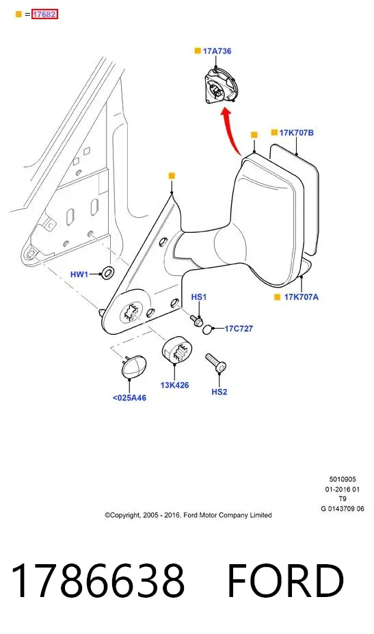 Lusterko wsteczne prawe 1786638 Ford
