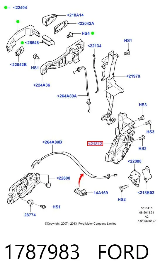 Zamek drzwi przednich lewych 1787983 Ford